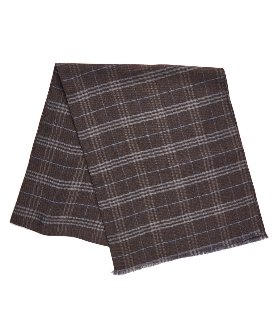 Brown plaid lana wool scarf Sale - hackett