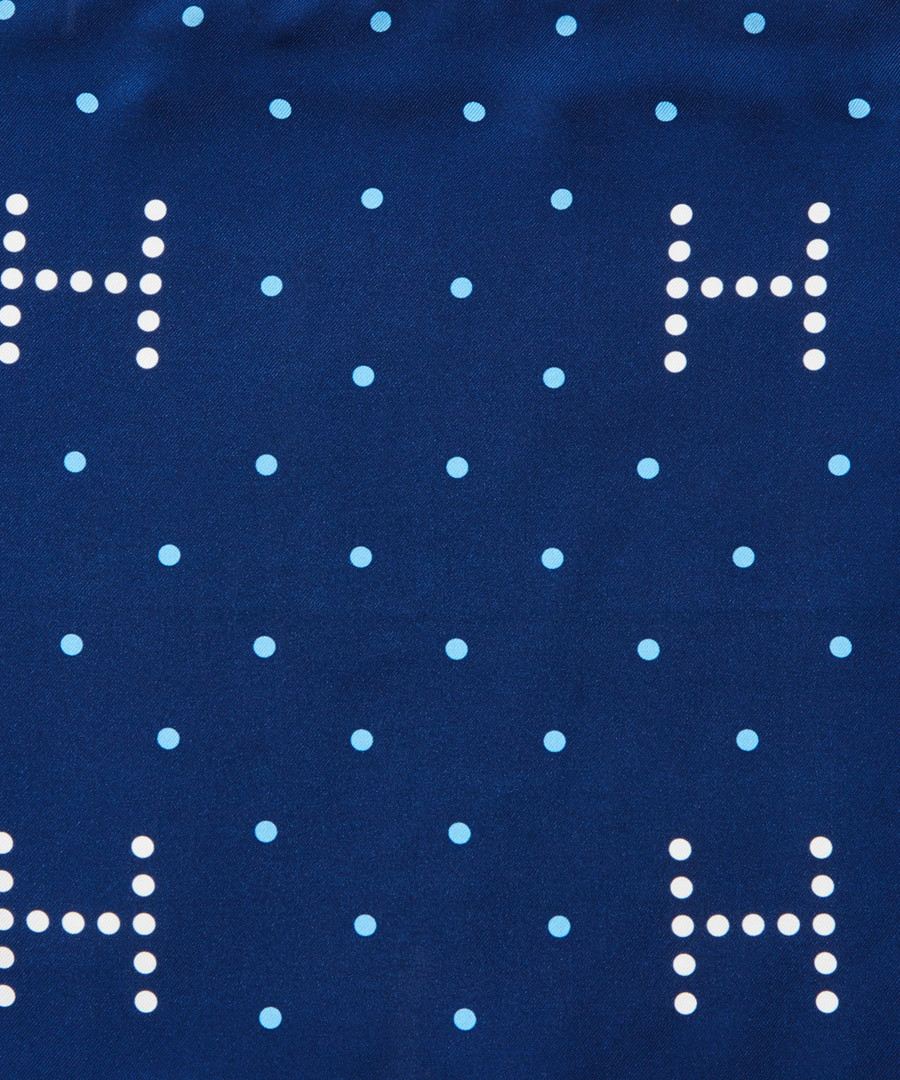 Navy & white pure silk scarf Sale - hackett