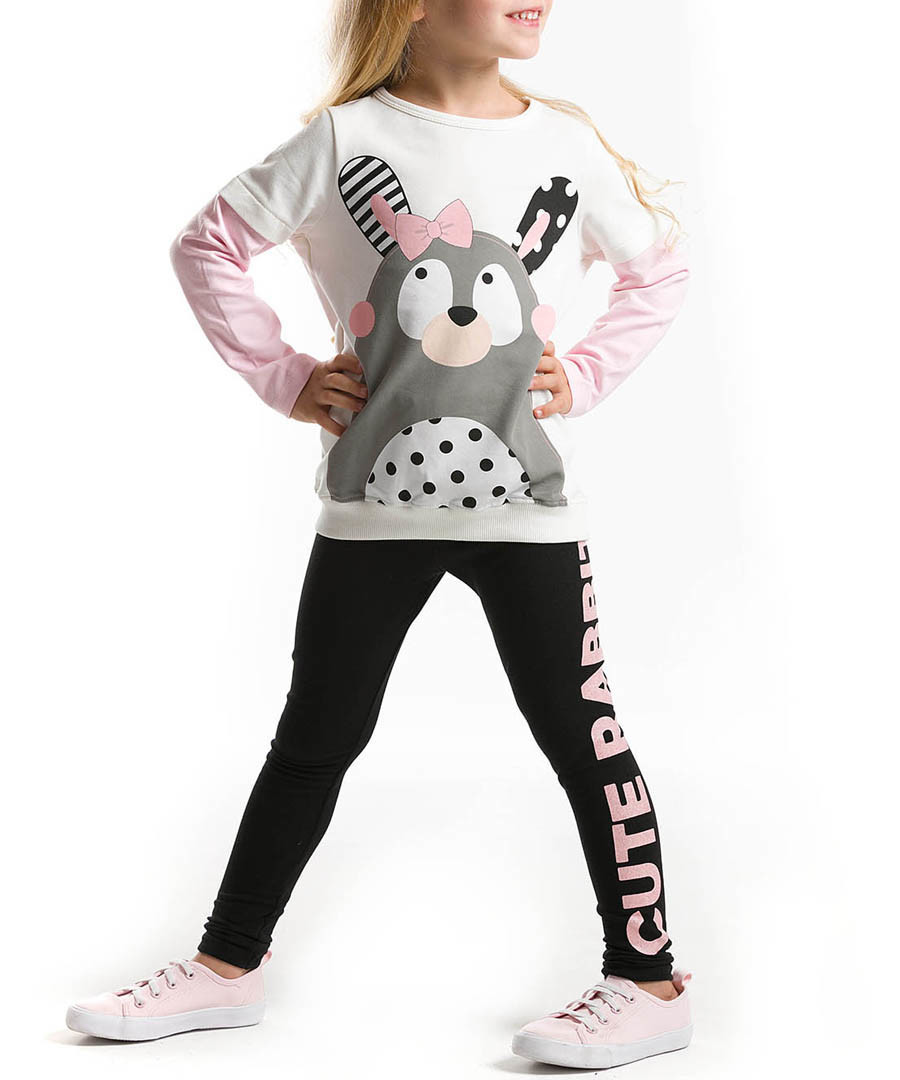 2pc rabbit print cotton blend outfit set Sale - Denokids