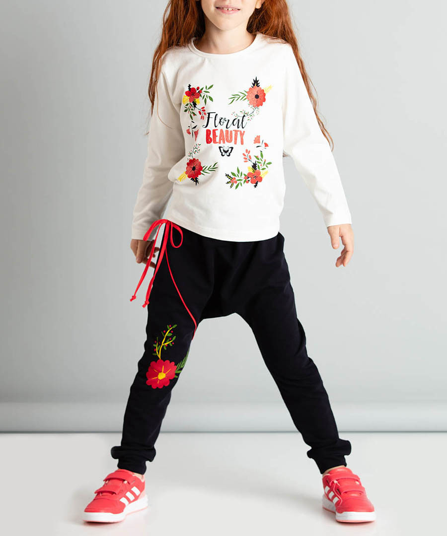 2pc floral print cotton blend outfit set Sale - ollie&olla