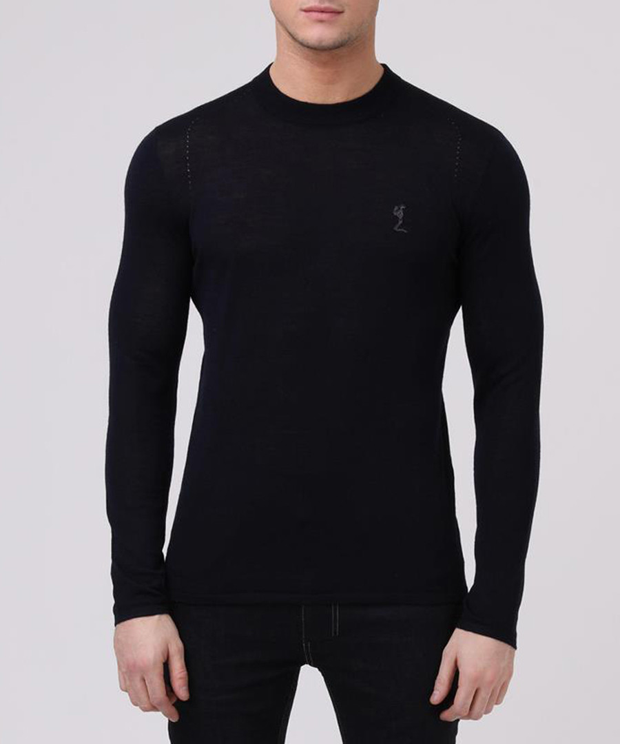 Pent navy merino wool crew jumper Sale - religion