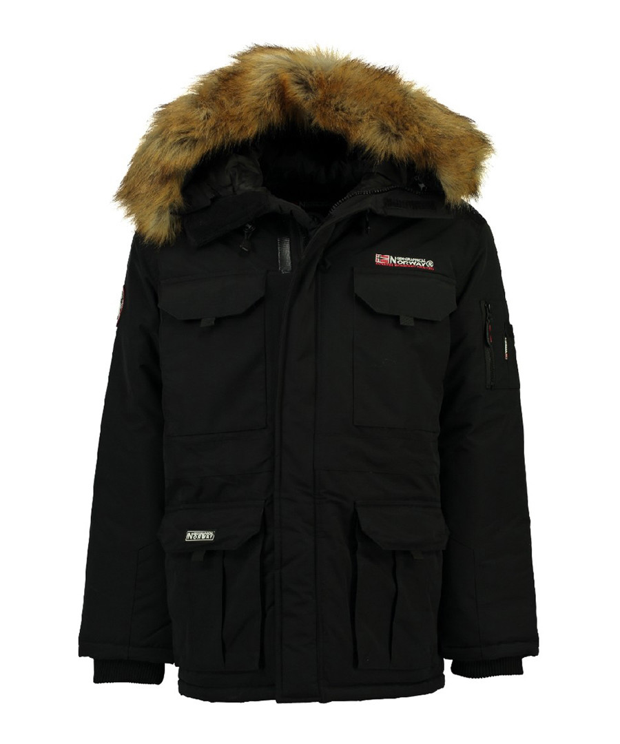 Black polyamide & faux fur hood parka Sale - geographical norway