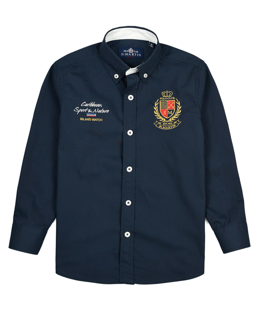 Blue marine pure cotton branded shirt Sale - polo club st. martin