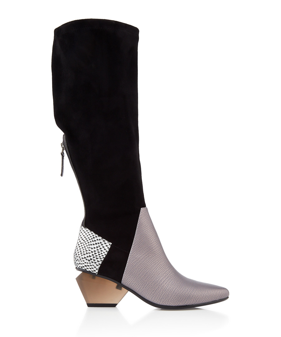 Jacky multi-panel leather & suede boots Sale - United Nude