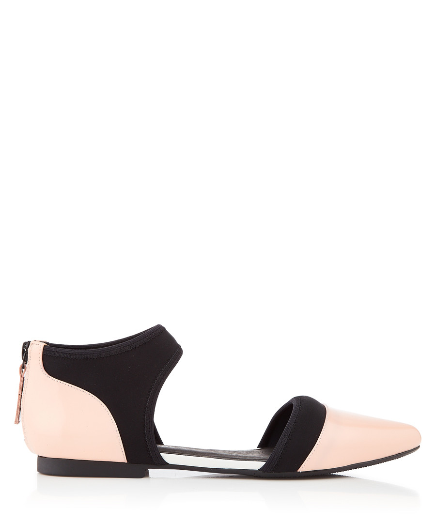 Nua Dorsy pink leather & cotton flats Sale - United Nude