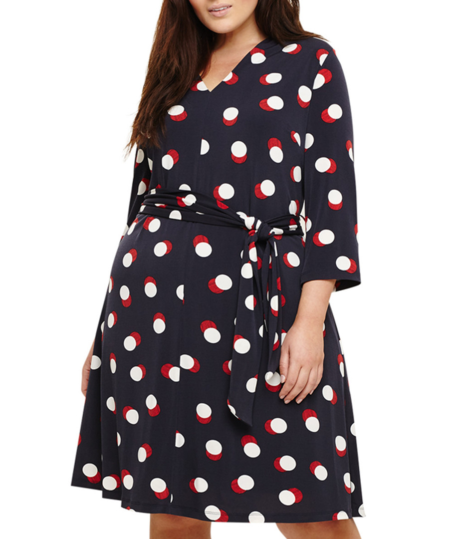 Anne navy, white & red dots dress Sale - studio eight