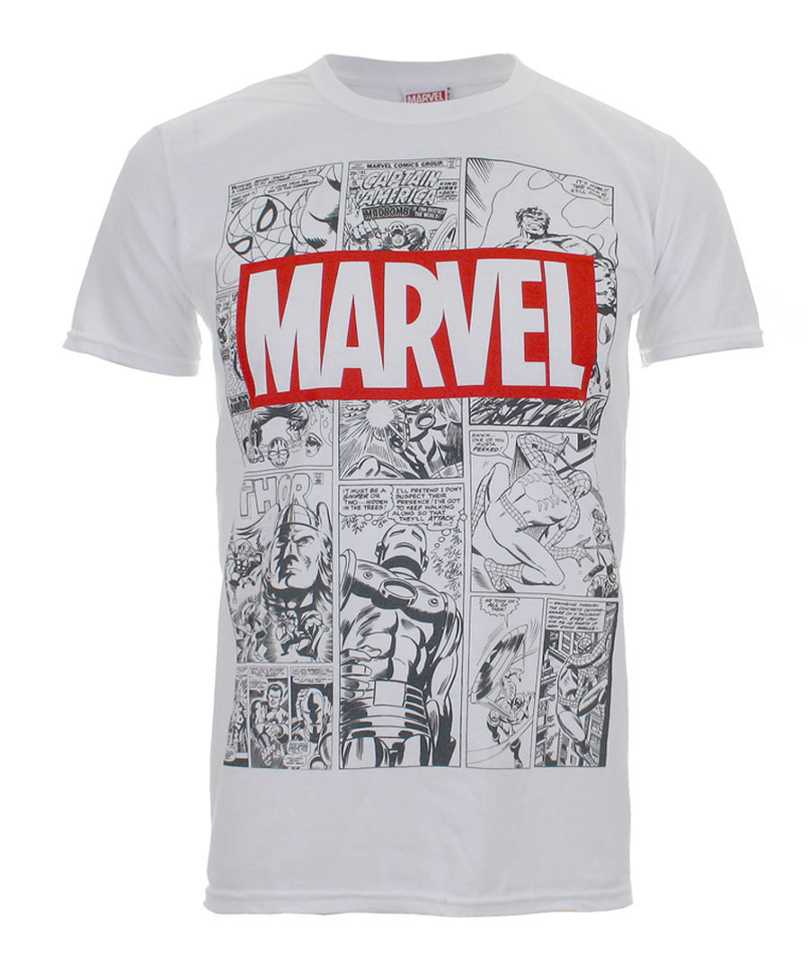 Men's Marvel white print T-shirt Sale - marvel