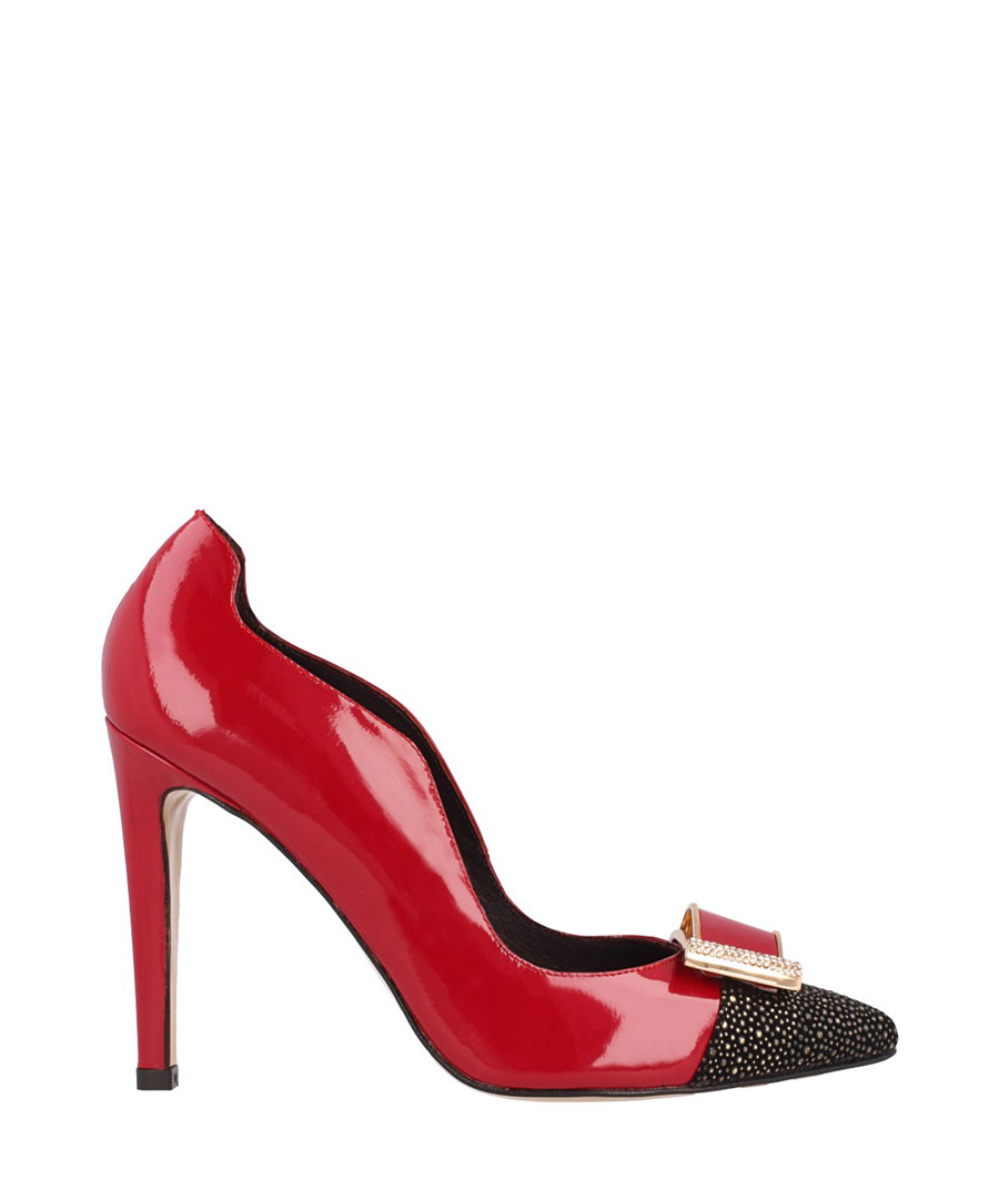 Red leather toe detail court heels Sale - el dantes