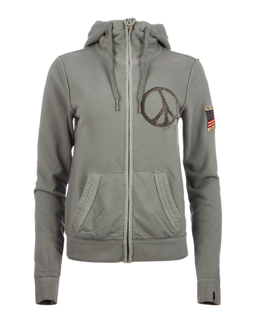 Peace cotton blend limestone zip hoodie Sale - TRUE RELIGION