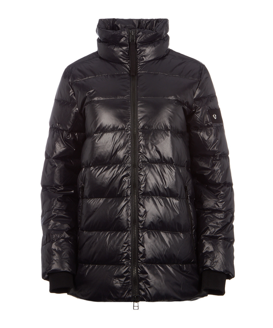 Black nylon padded funnel jacket Sale - true religion
