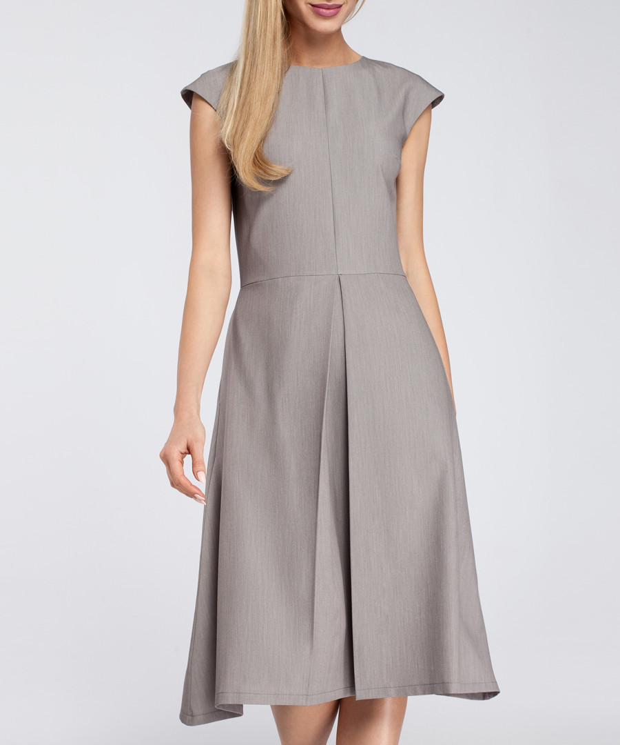 Grey pleated cap sleeve midi dress Sale - made of emotion