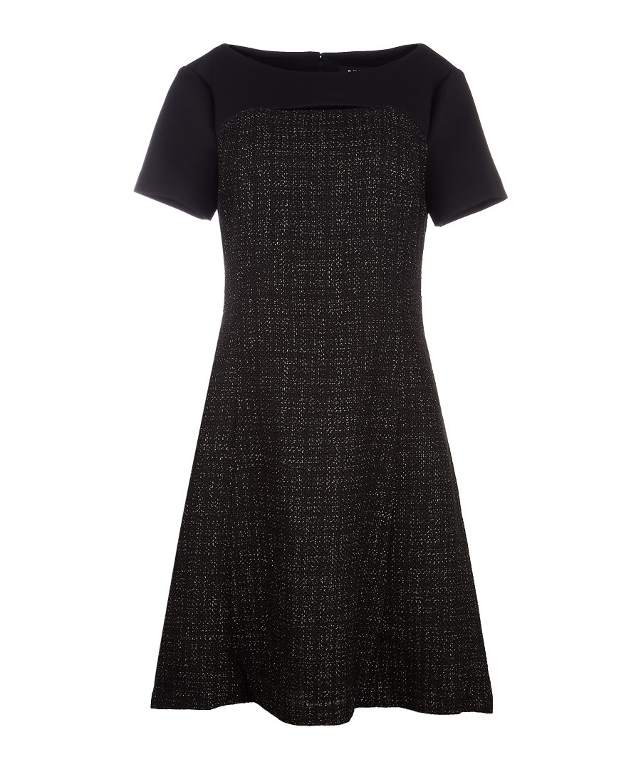 Black textured short sleeve dress Sale - dkny