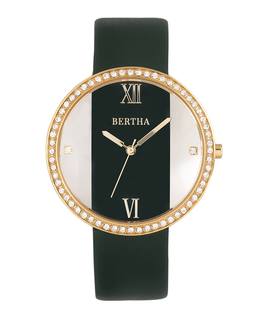 Ingrid gold-tone & green leather watch Sale - bertha