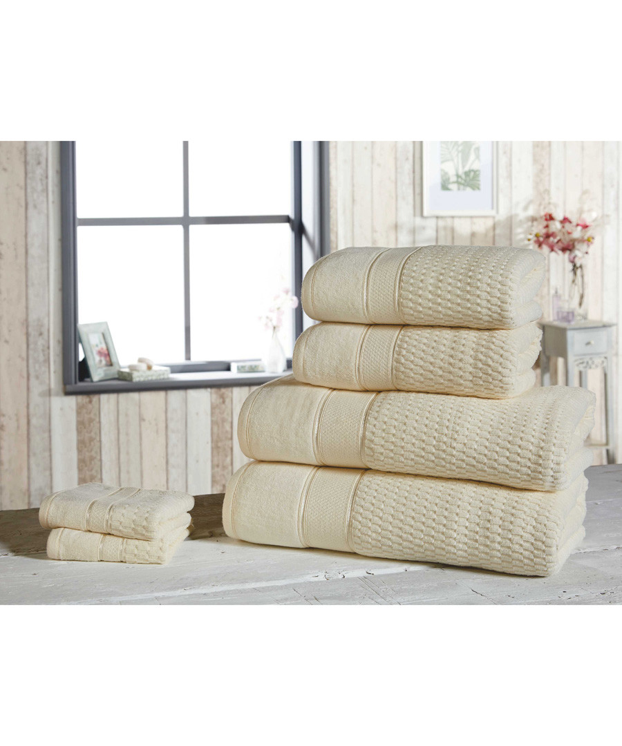 6pc cream pure cotton towel set Sale - royal velvet