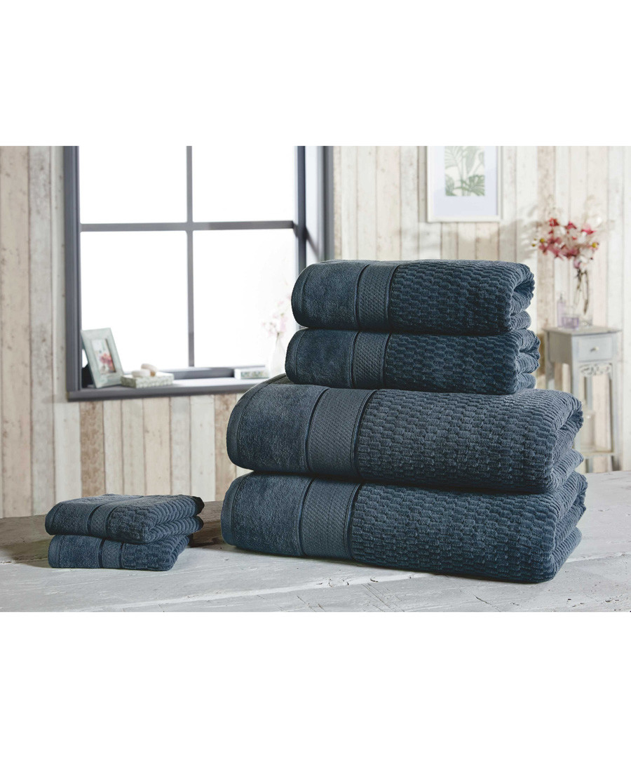 6pc navy pure cotton towel set Sale - royal velvet