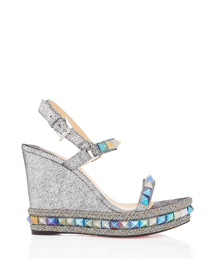 Pyraclou Nappa 110 silver wedges Sale - christian louboutin