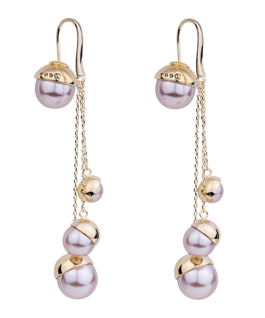 Gold-plate & pink drops earrings Sale - caromay