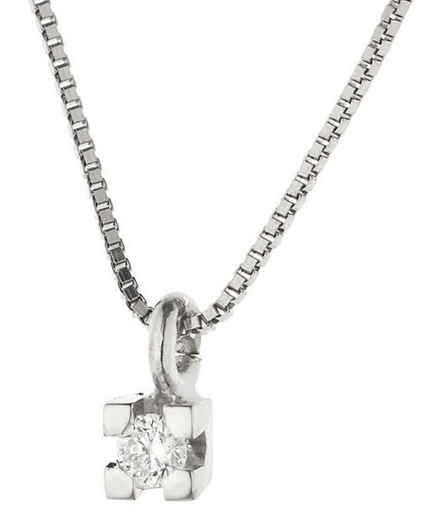 0.03ct diamond & 9k white gold necklace Sale - dyamant