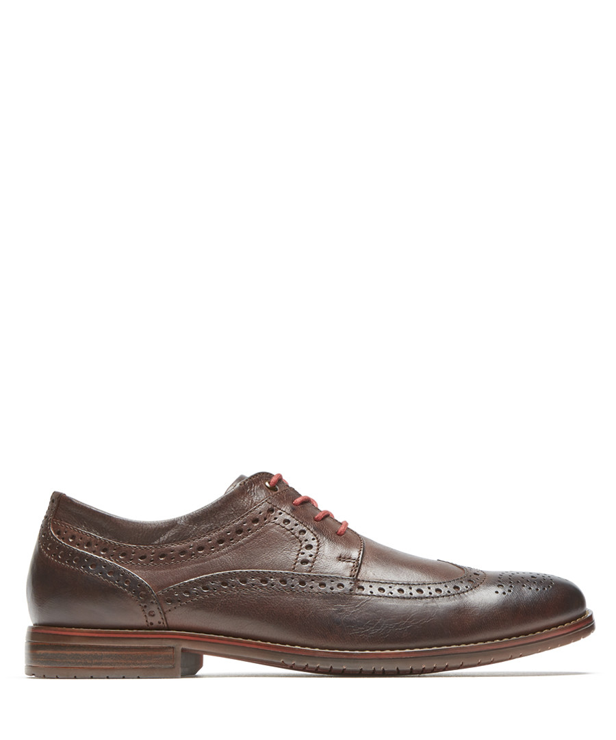 Brown leather wingtip Oxford shoes Sale - rockport