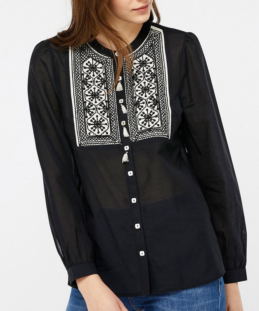 Katana black embroidered blouse Sale - monsoon