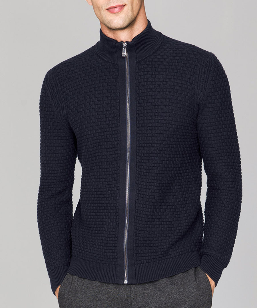 Midnight wool-blend full-zip cardigan Sale - KUEGOU