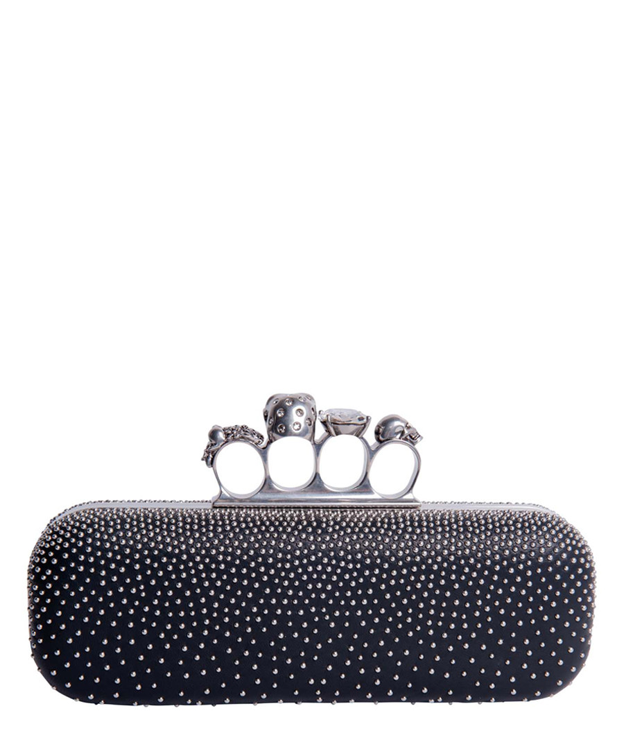 Knuckle black leather box clutch Sale - alexander mcqueen