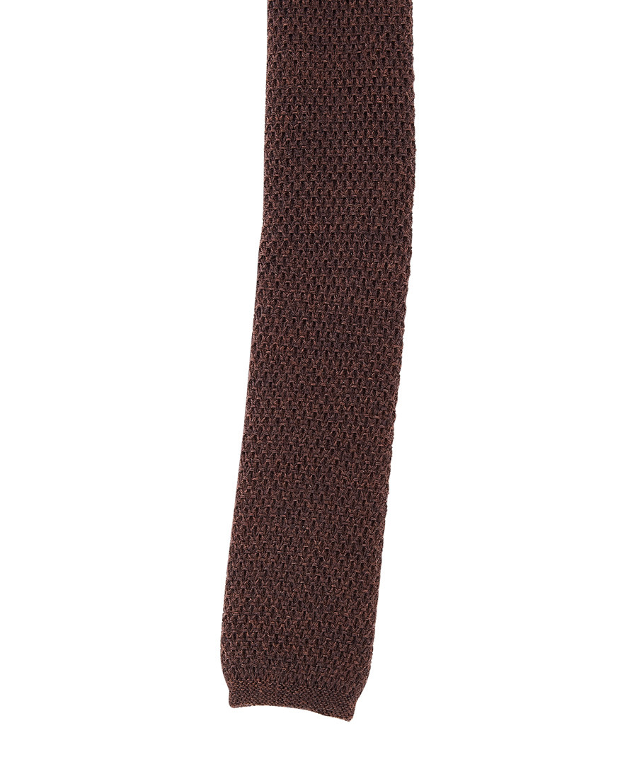Brown pure wool knitted tie Sale - hugo boss