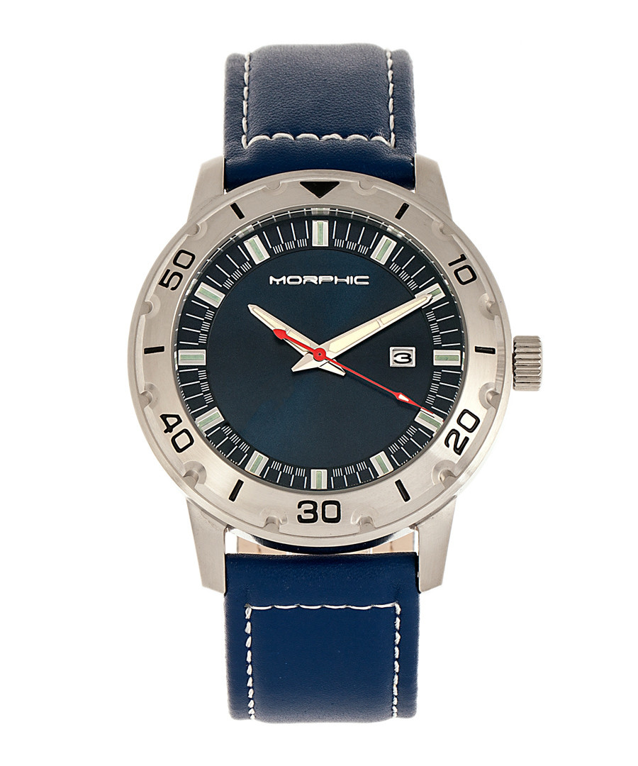 M71 steel & blue leather watch Sale - morphic