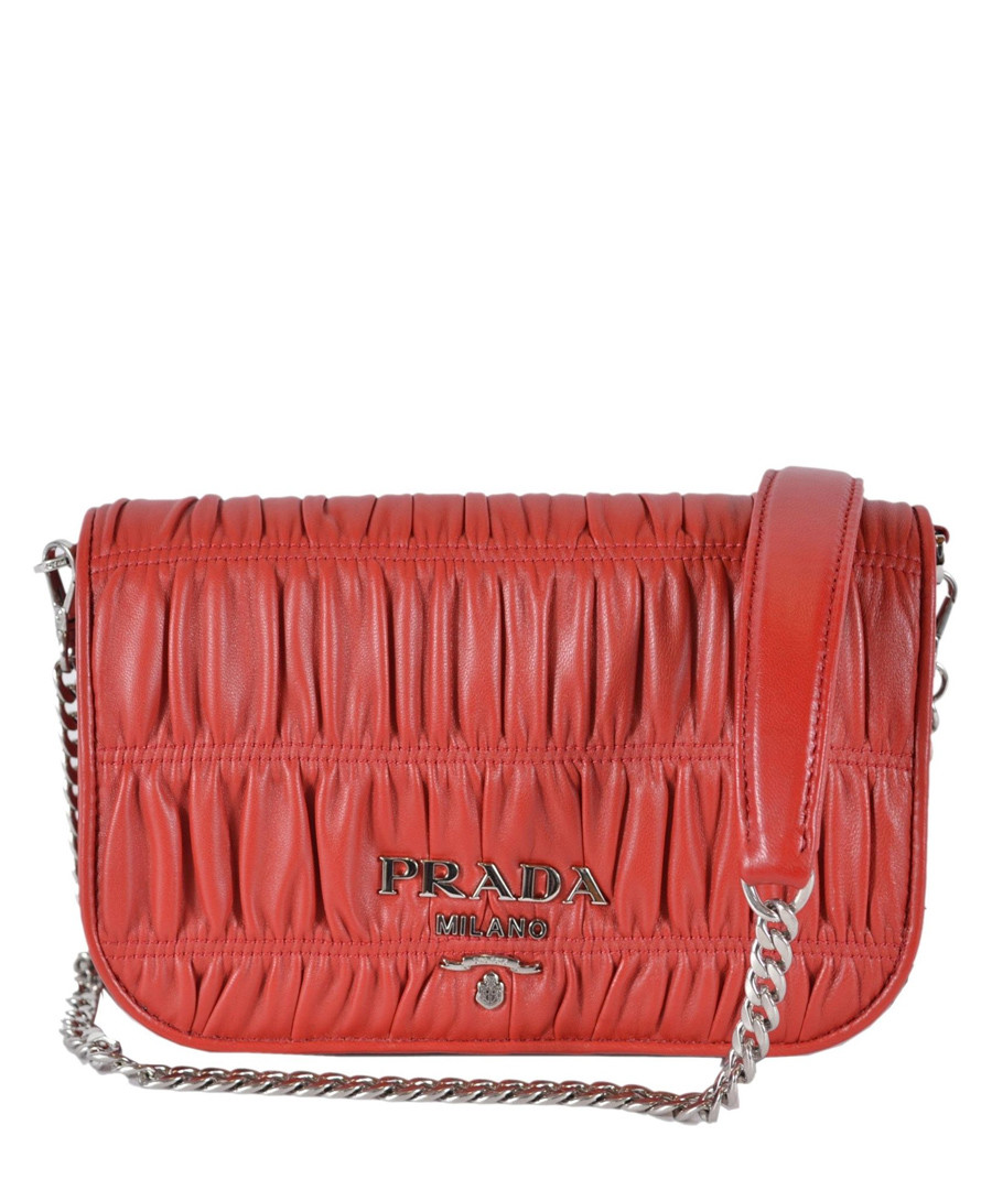 Fuoco red ruched leather crossbody Sale - prada
