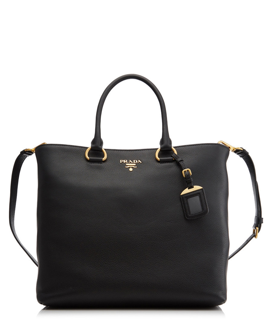 Vitello Phenix black leather shopper Sale - prada