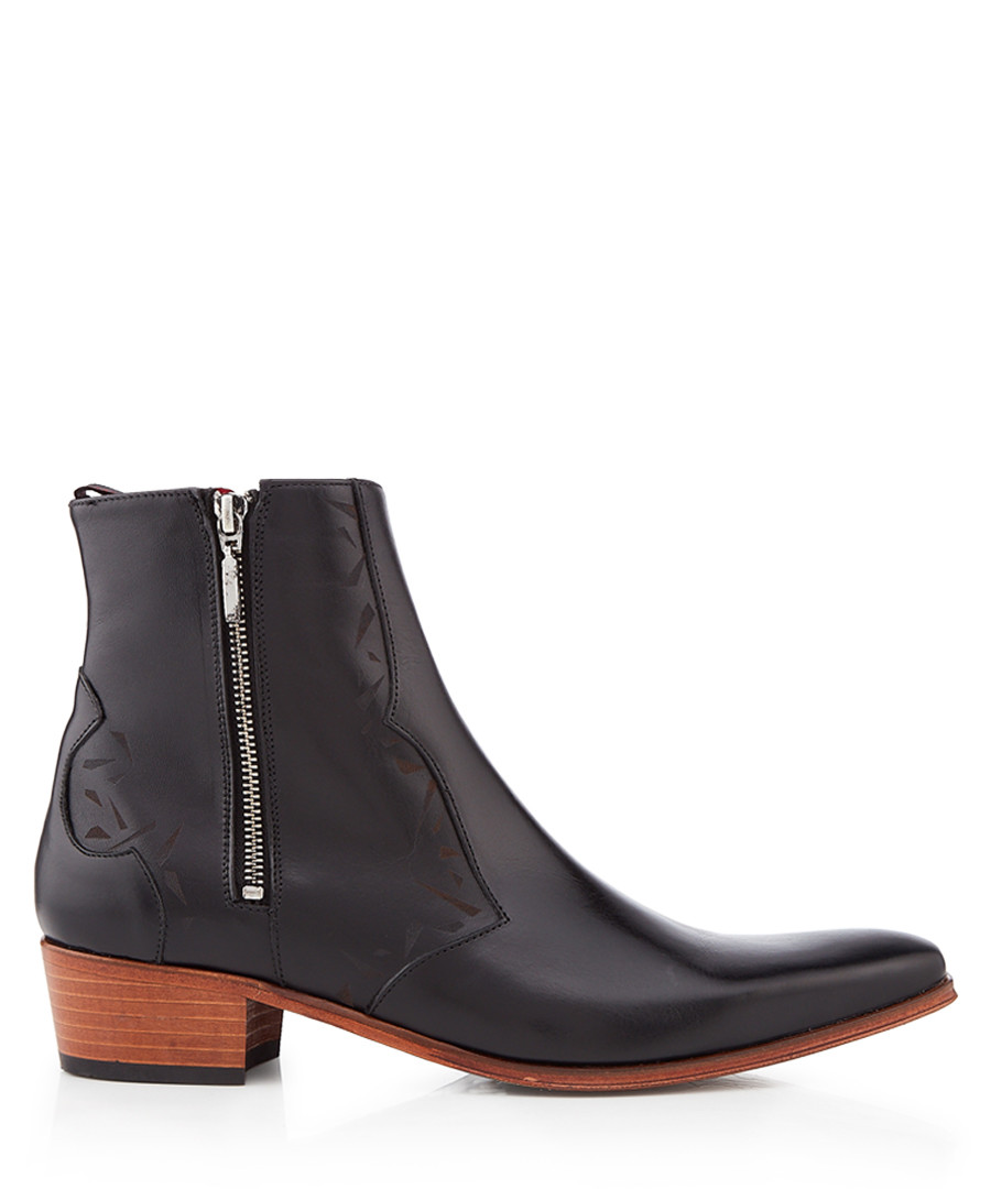 Carlito black leather zip cowboy boots Sale - Jeffery West