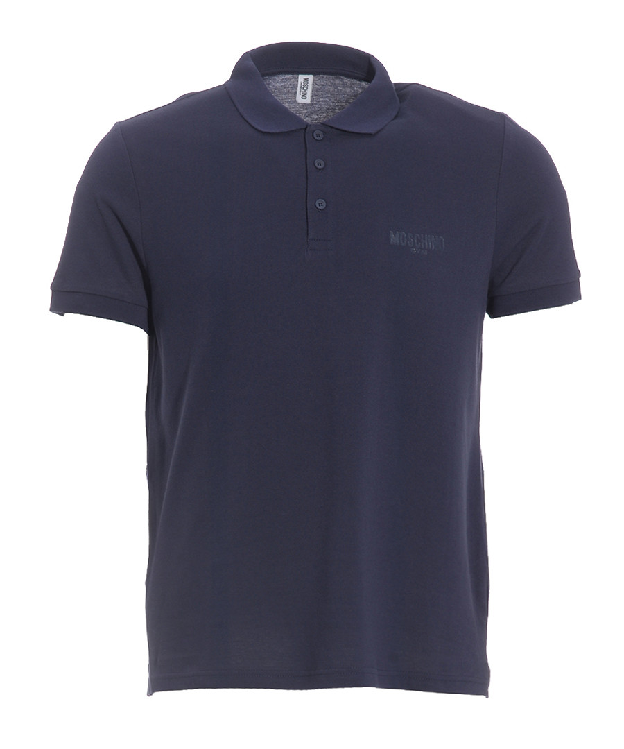 Navy pure cotton piqué polo shirt Sale - moschino