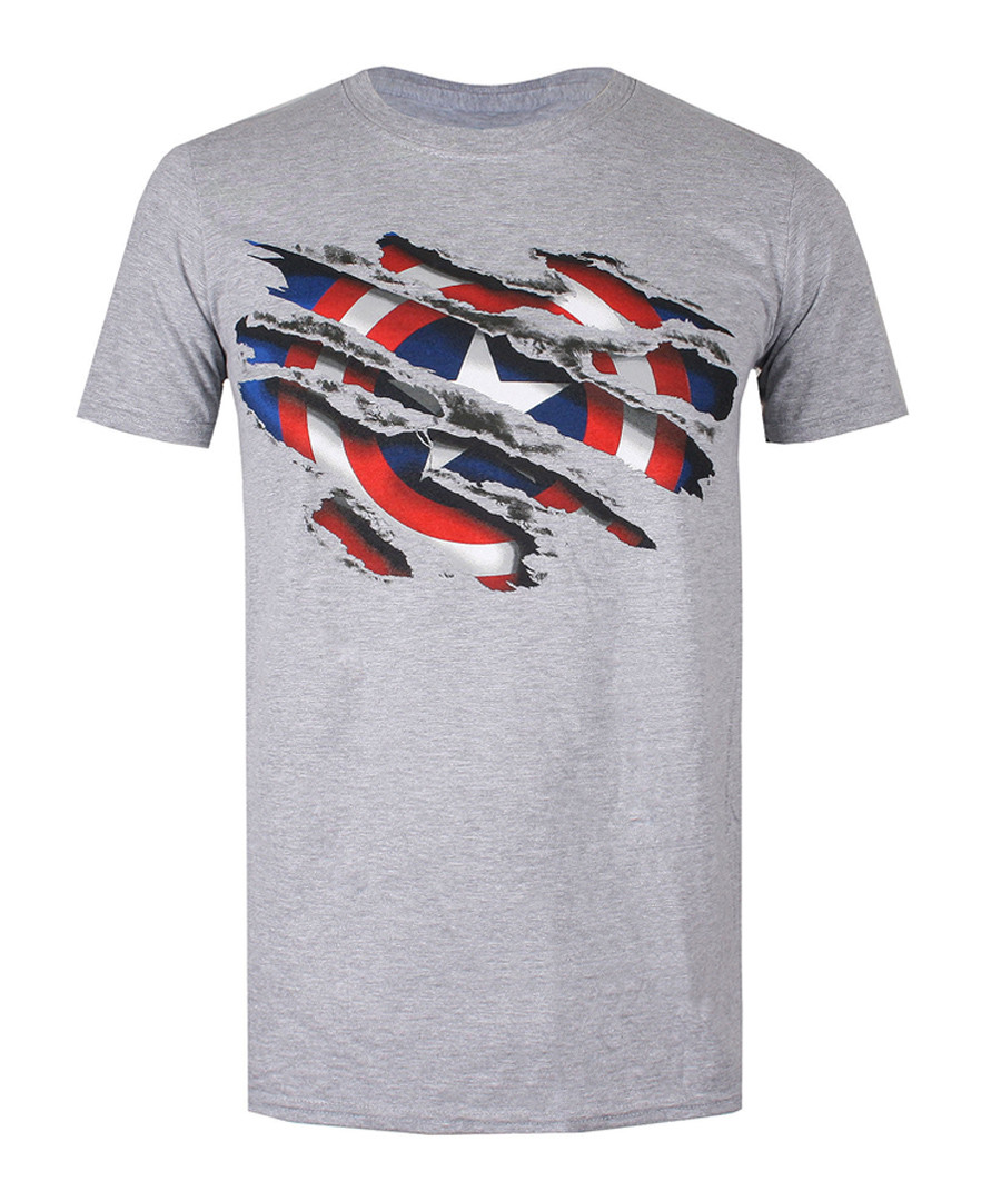 Men's Torn Shield grey heather T-shirt Sale - marvel