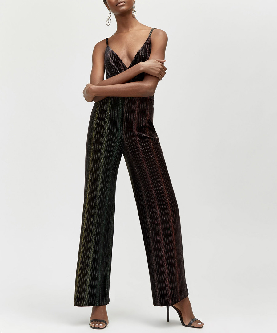 Ombre black velvet strap jumpsuit Sale - warehouse