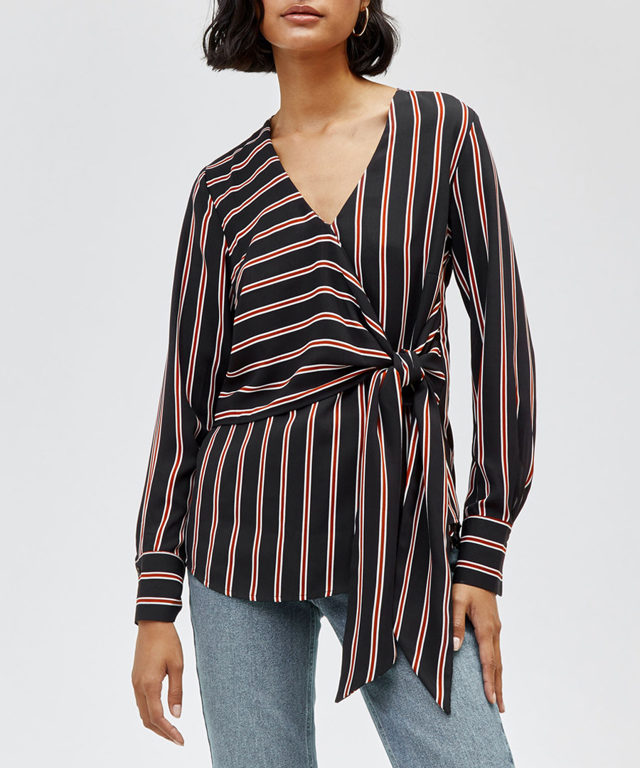 Black & brown stripe wrap top Sale - warehouse