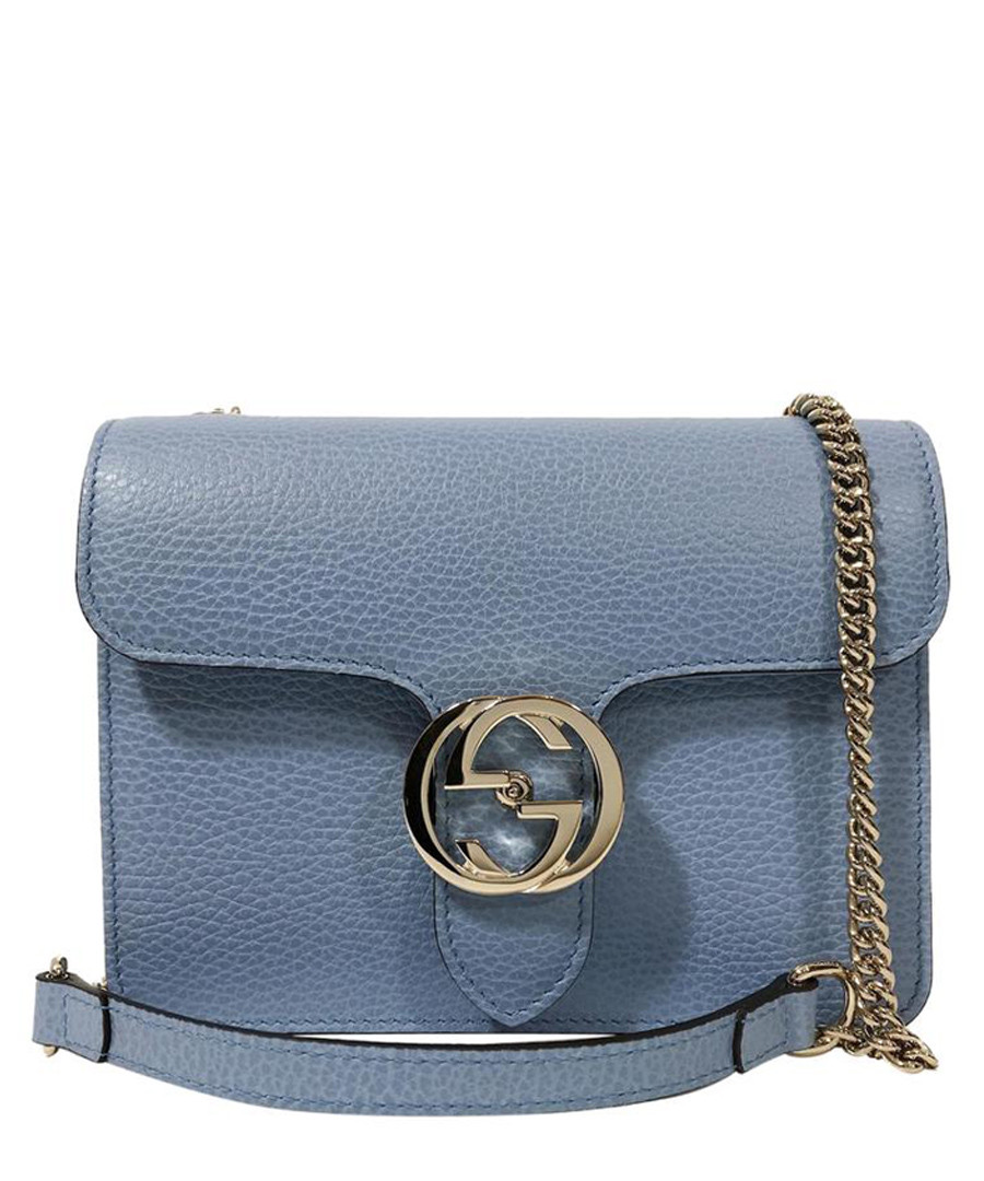 Interlocking blue leather crossbody Sale - gucci