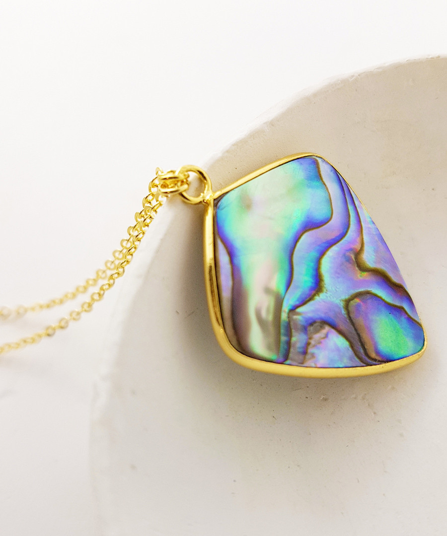 14k gold-plated abalone shell necklace Sale - fleur envy gaia