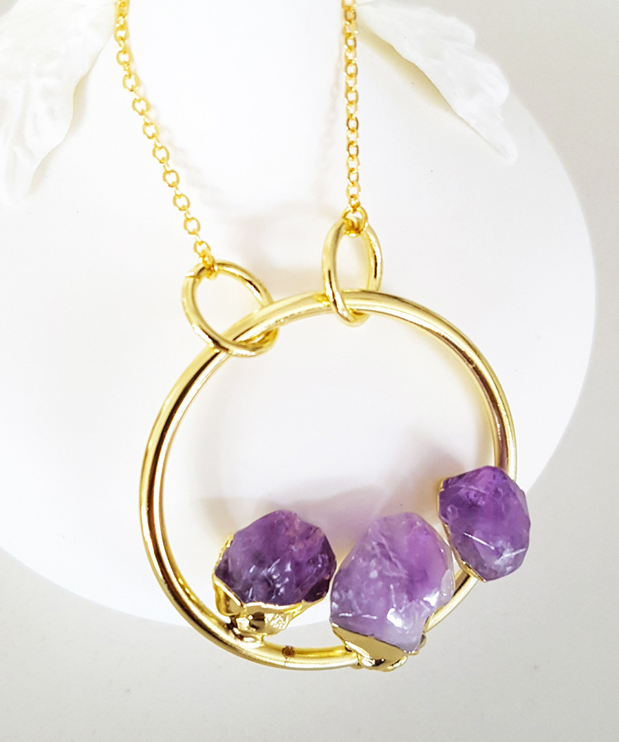 14k gold-plated amethyst necklace Sale - fleur envy