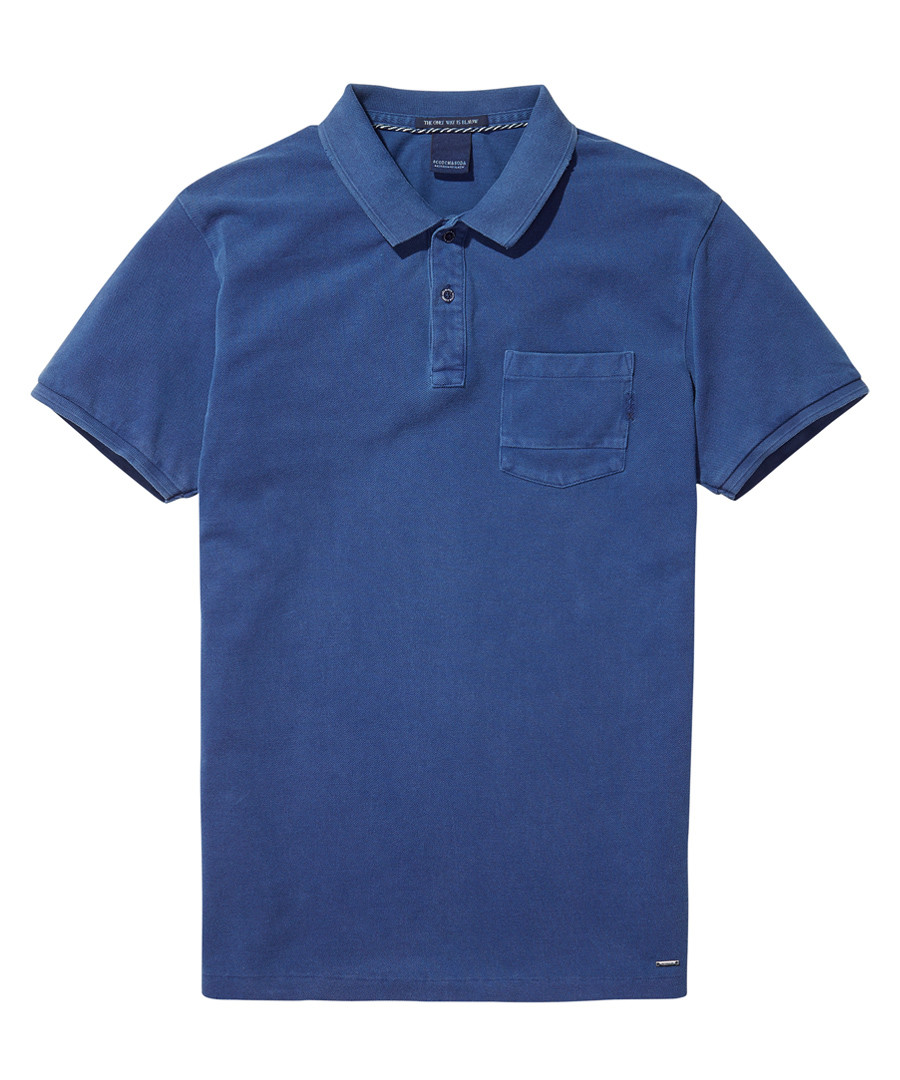AMS Blauw blue pure cotton polo shirt Sale - scotch & soda