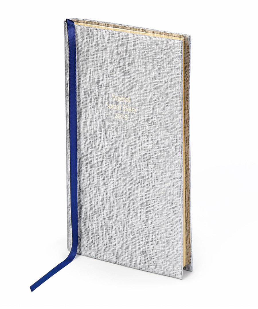 2019 Social Diary silver-tone leather Sale - Aspinal Of London