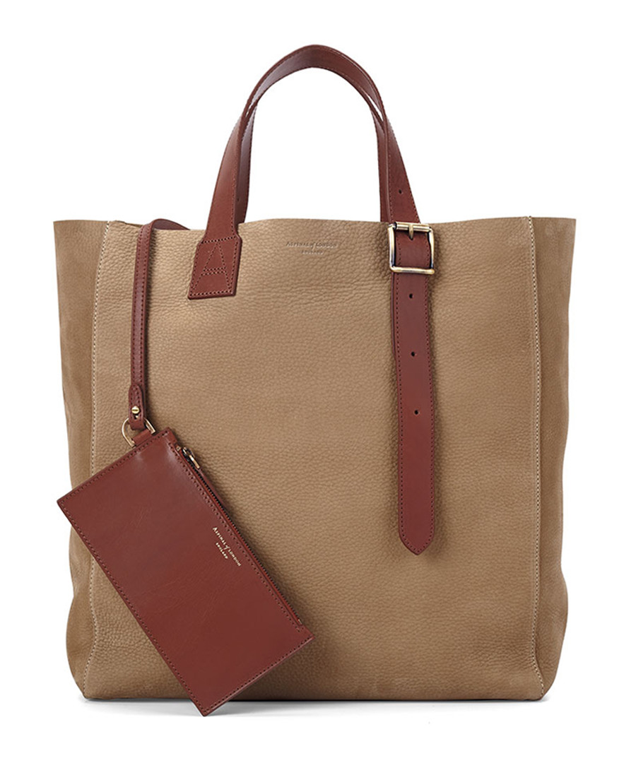 Editors A tan nubuck leather tote Sale - Aspinal of London