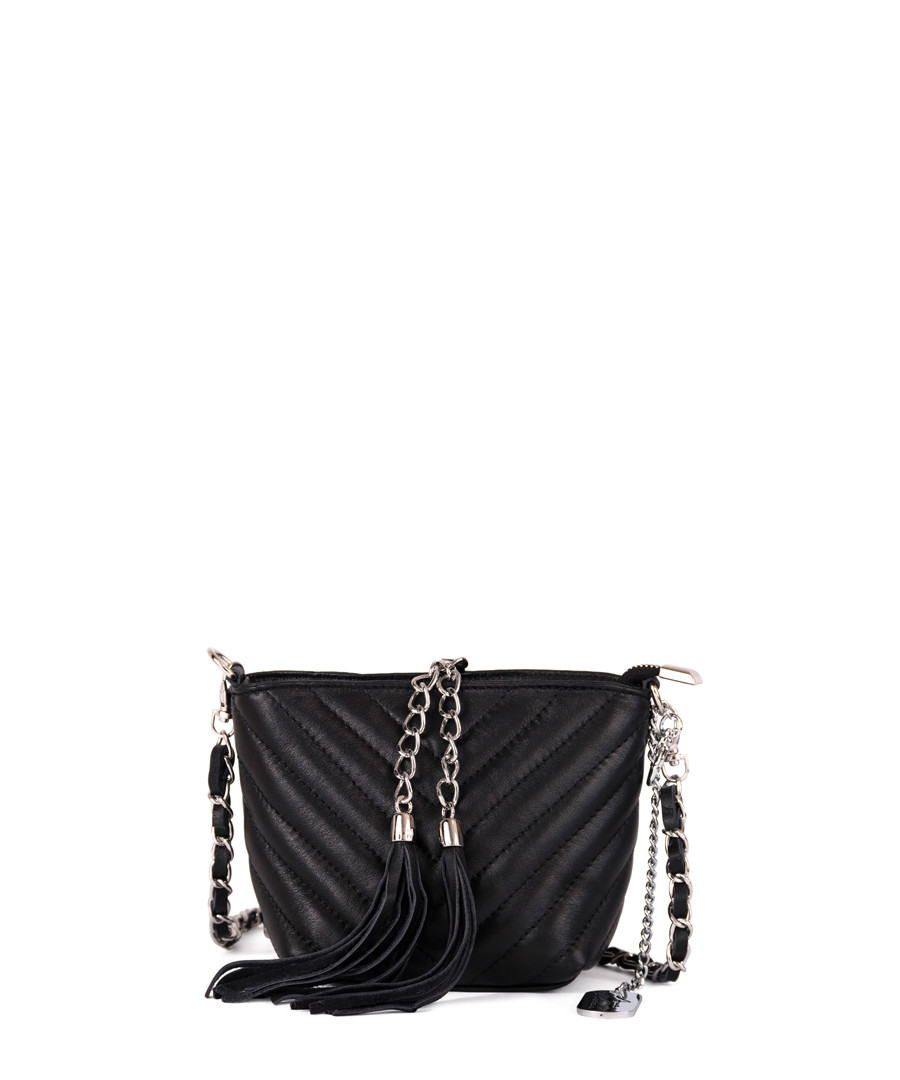 Black leather tassel crossbody Sale - anna morellini