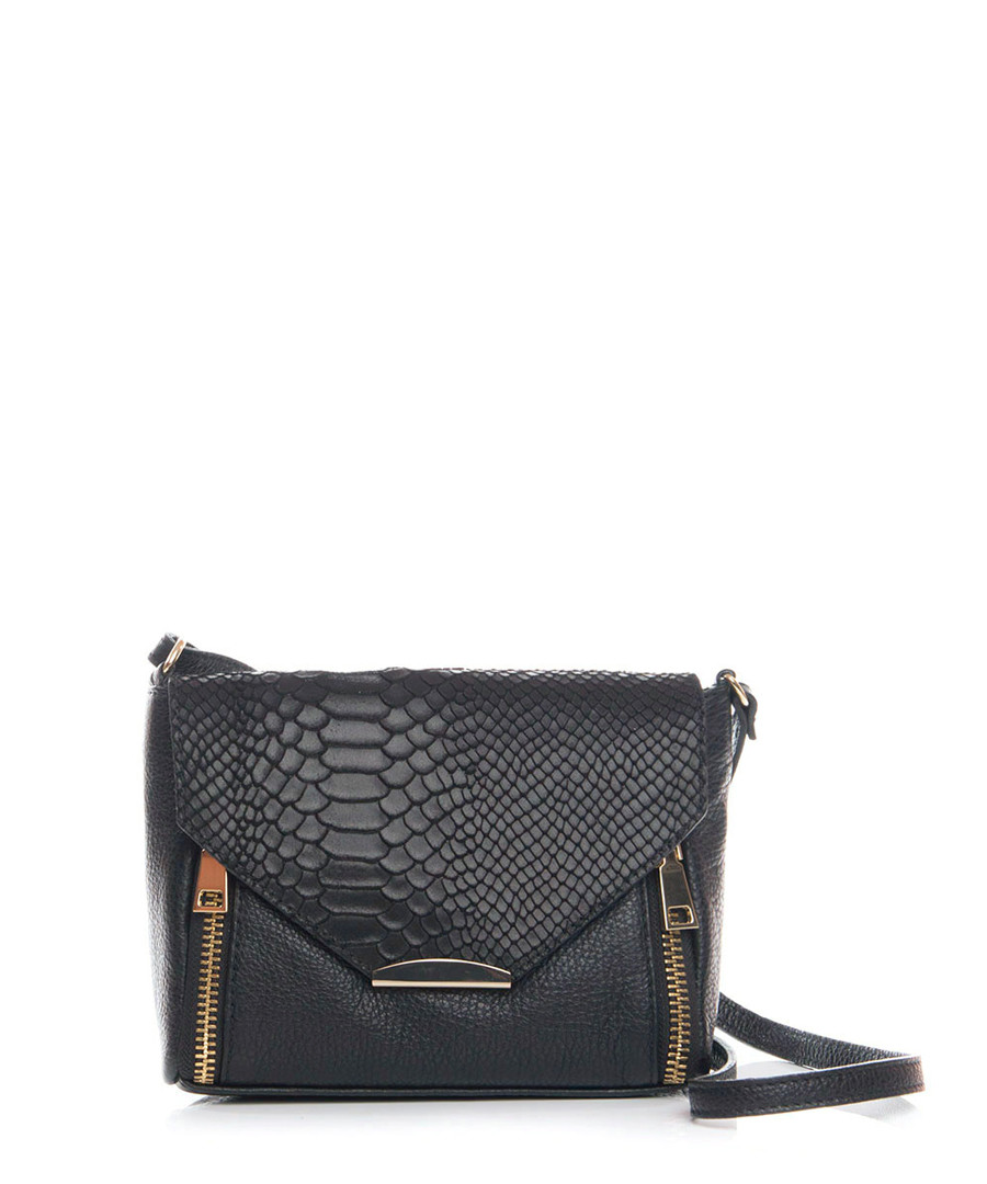 Black moc-croc leather crossbody Sale - lia biassoni