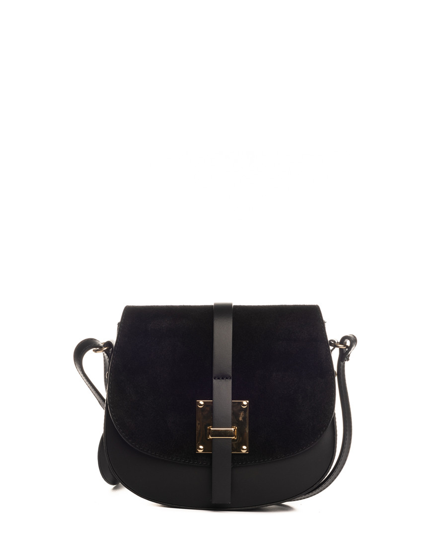 Black leather fold-over crossbody Sale - lia biassoni