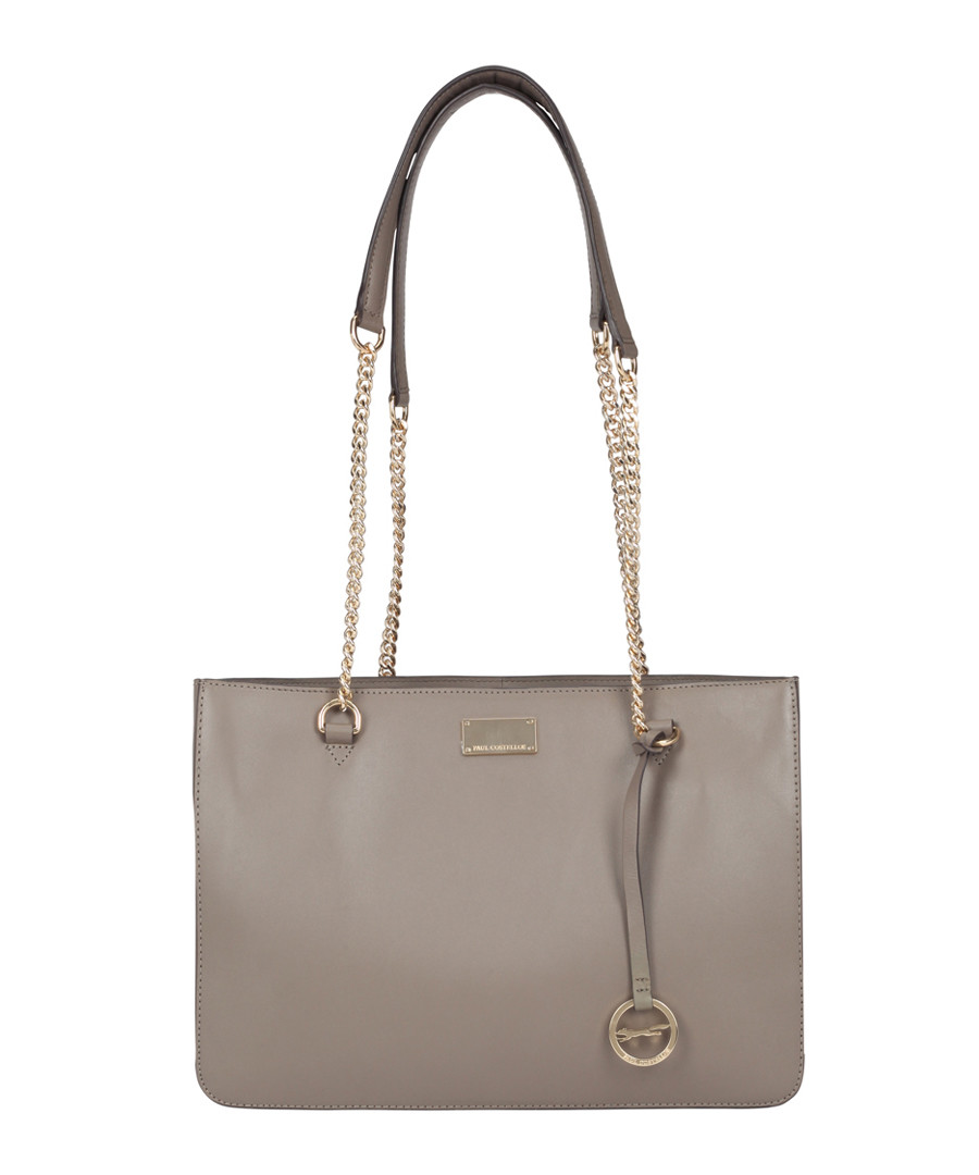 The Cannes taupe leather shoulder bag Sale - paul costelloe