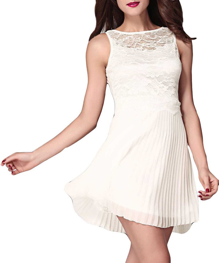 Chalk lace pleated dress Sale - flora luna