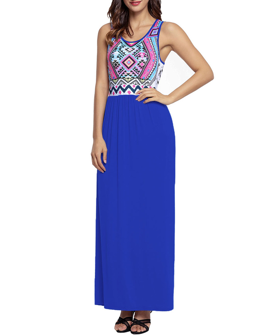 Blue & pink aztec maxi dress Sale - flora luna