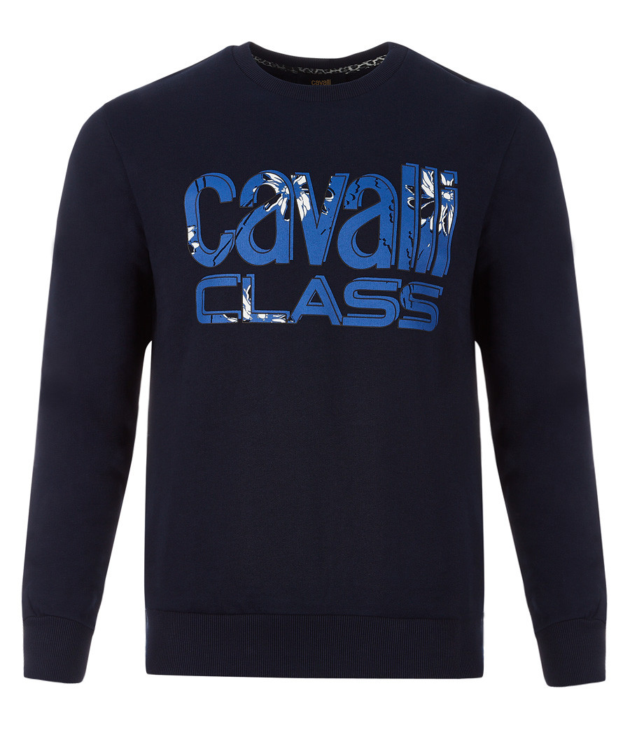 Navy pure cotton strip logo jumper Sale - Cavalli Class