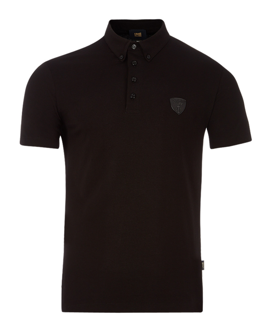 Black cotton stretch crest polo Sale - cavalli class