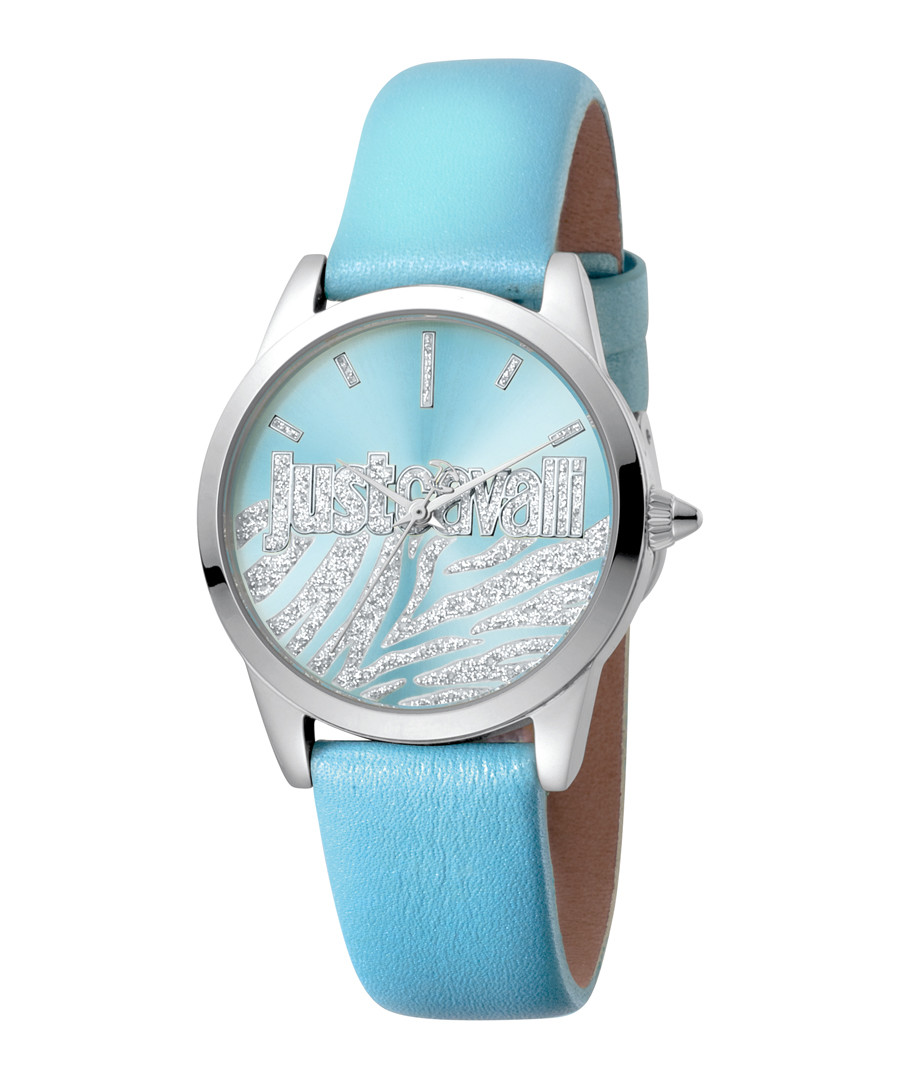 Steel & sky blue leather watch Sale - JUST CAVALLI